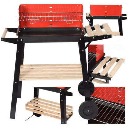 Kuglegrill GW-RHP 82,5x33 cm med Træhylde Sort