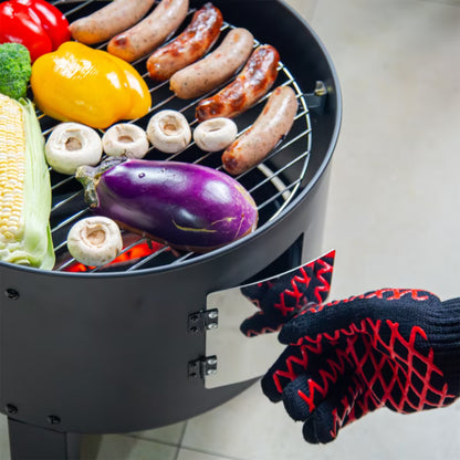 Kuglegrill med Røgovn 43x82 cm Sort Stål