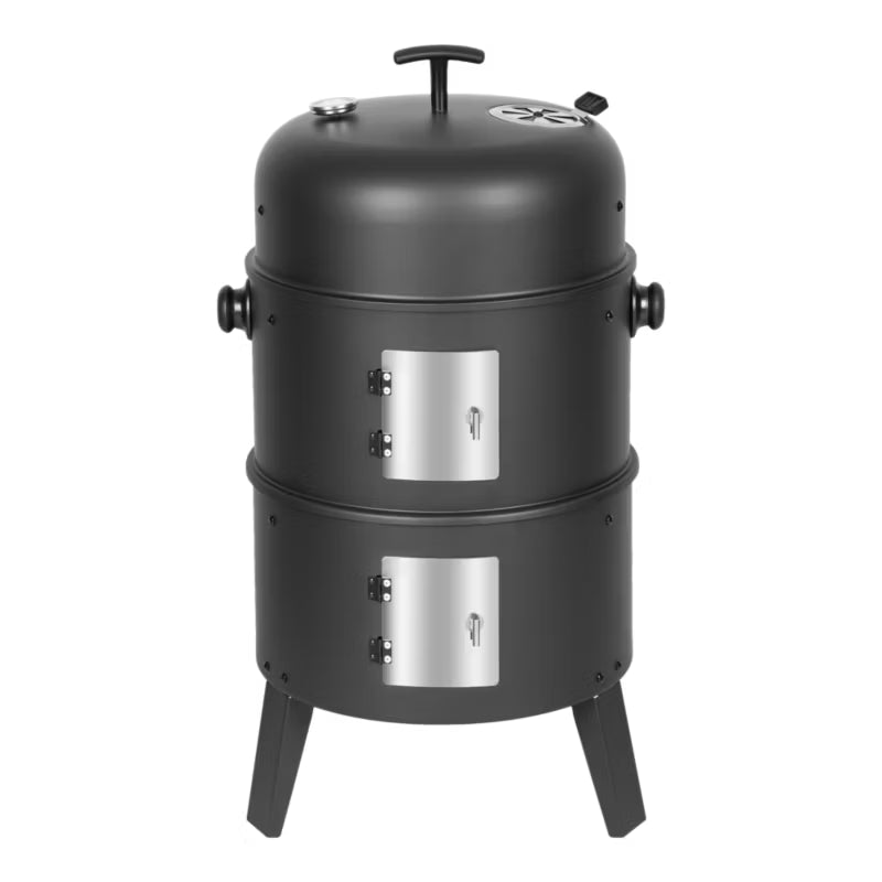 Kuglegrill med Røgovn 43x82 cm Sort Stål
