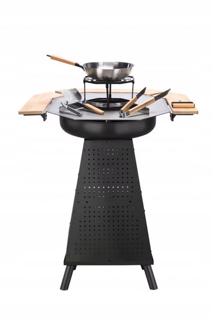 Kuglegrill og Bålsted 2-i-1 110 cm Sort Stål