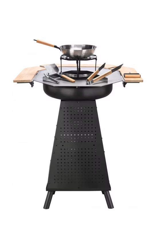 Kuglegrill og Bålsted 2-i-1 110 cm Sort Stål