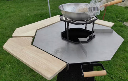 Kuglegrill og Bålsted 2-i-1 110 cm Sort Stål