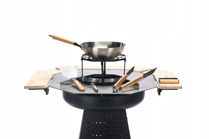 Kuglegrill og Bålsted 2-i-1 110 cm Sort Stål