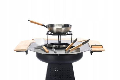 Kuglegrill og Bålsted 2-i-1 110 cm Sort Stål