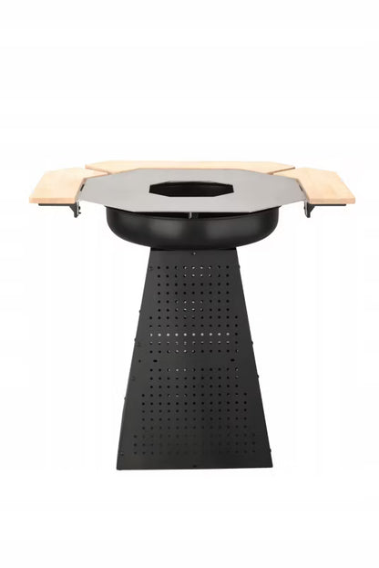 Kuglegrill og Bålsted 2-i-1 110 cm Sort Stål