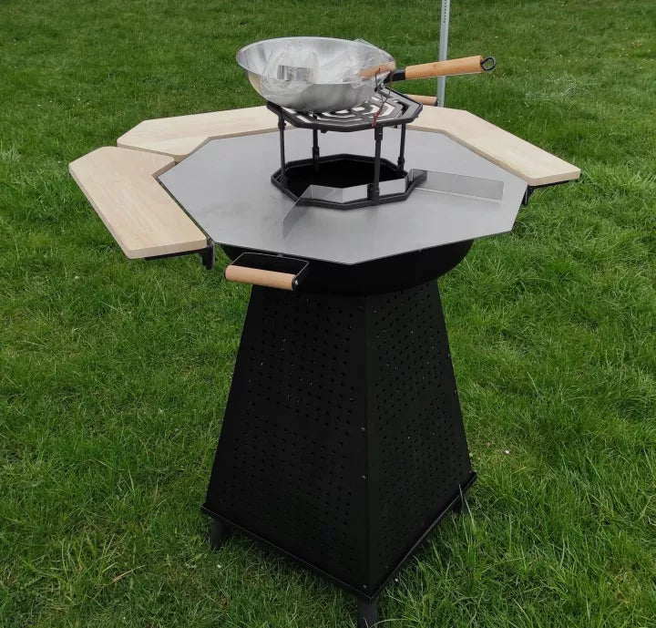 Kuglegrill og Bålsted 2-i-1 110 cm Sort Stål