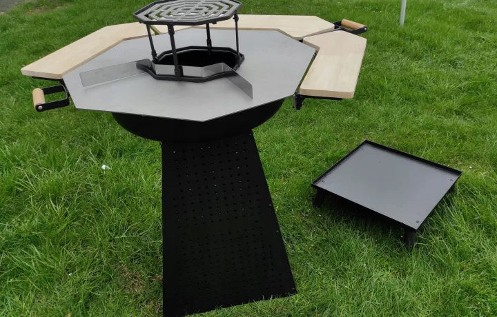 Kuglegrill og Bålsted 2-i-1 110 cm Sort Stål