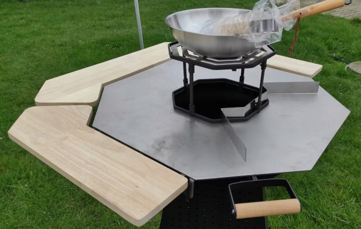 Kuglegrill og Bålsted 2-i-1 110 cm Sort Stål