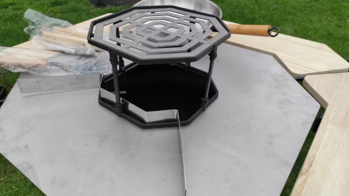 Kuglegrill og Bålsted 2-i-1 110 cm Sort Stål