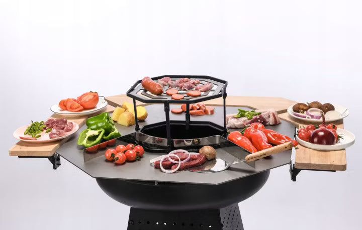 Kuglegrill og Bålsted 2-i-1 110 cm Sort Stål