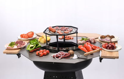 Kuglegrill og Bålsted 2-i-1 110 cm Sort Stål