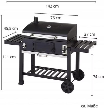 Kuglegrill Ontario XXL 141,5x61,3 cm Sort Stål