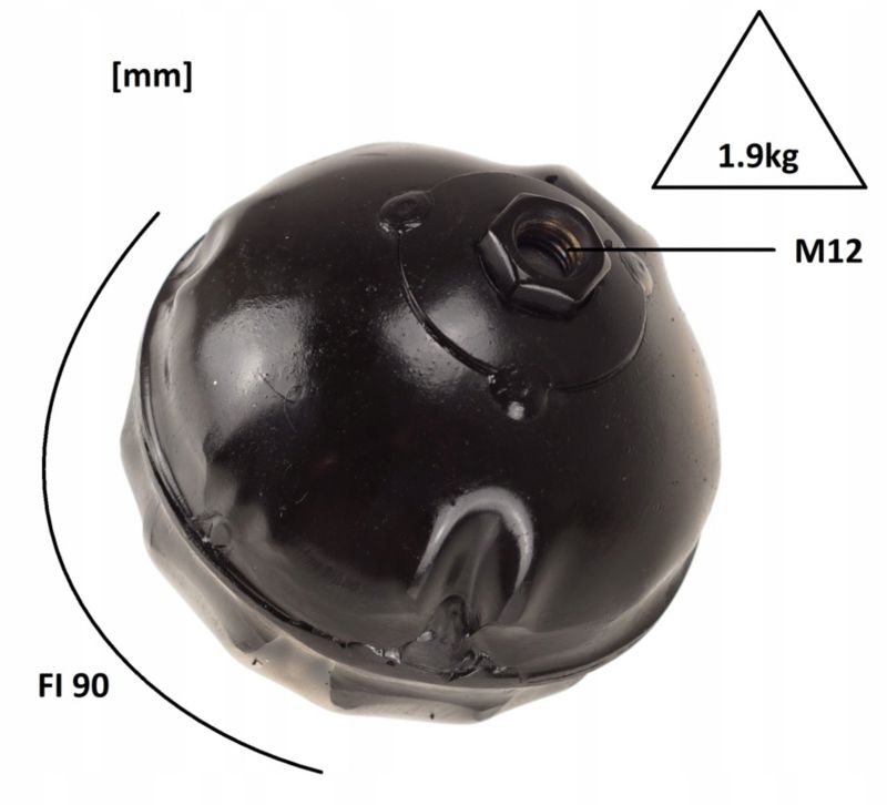 Skorstenskugle M12 90 mm Sort 1,9 kg