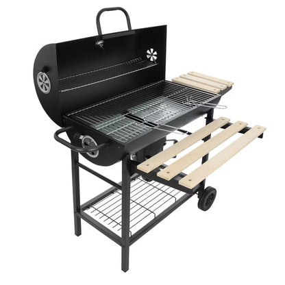 Kuglegrill Kulgrill 104x66x92 cm Sort med Hjul og Hylder