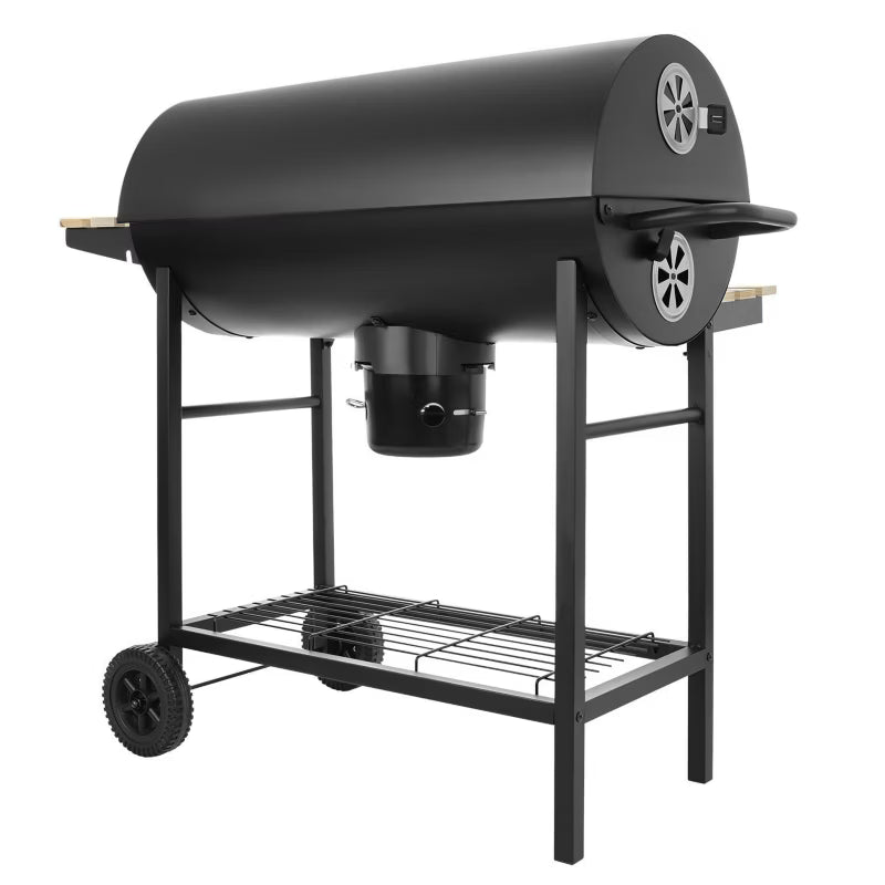 Kuglegrill Kulgrill 104x66x92 cm Sort med Hjul og Hylder