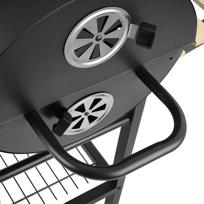 Kuglegrill Kulgrill 104x66x92 cm Sort med Hjul og Hylder