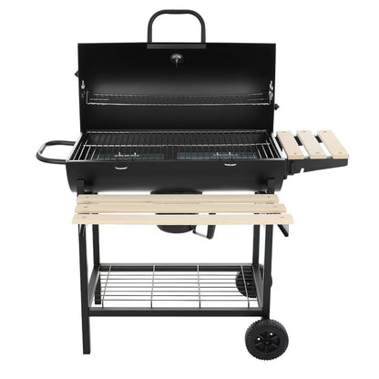Kuglegrill Kulgrill 104x66x92 cm Sort med Hjul og Hylder