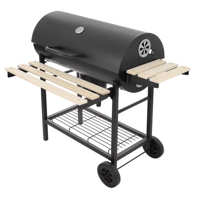 Kuglegrill Kulgrill 104x66x92 cm Sort med Hjul og Hylder