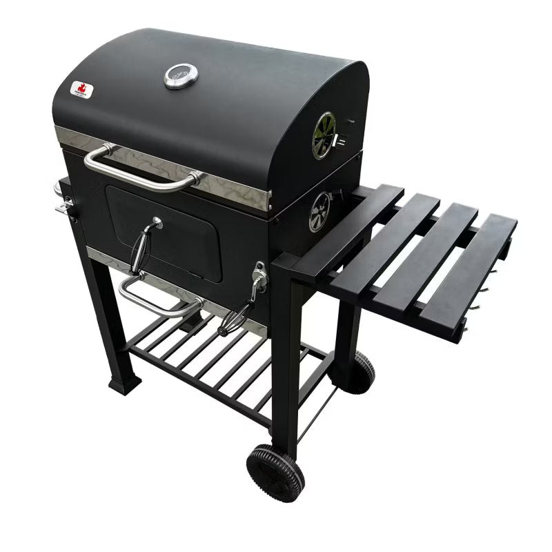 Kulgrill 107x50 cm Sort med Låg og Overtræk
