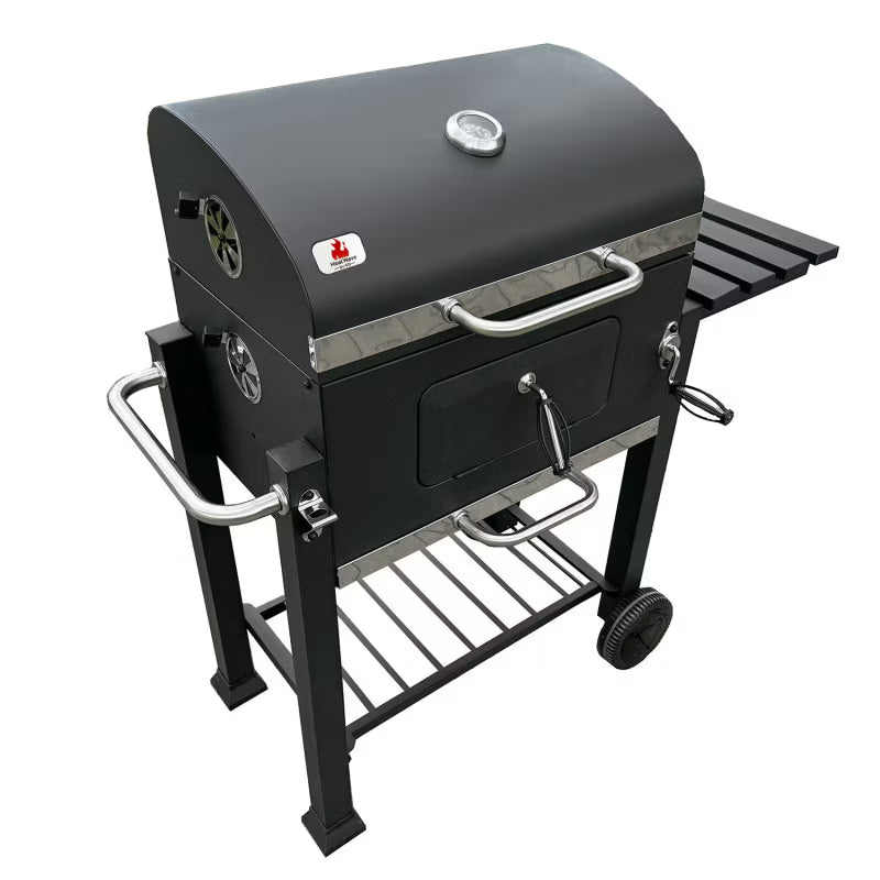 Kulgrill 107x50 cm Sort med Låg og Overtræk