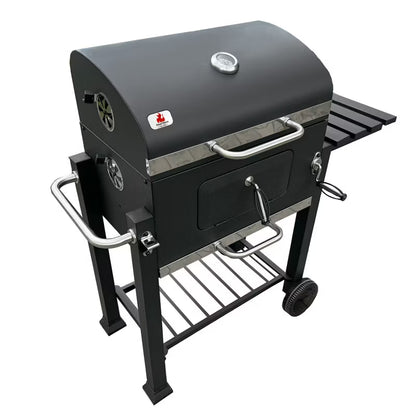 Kulgrill 107x50 cm Sort med Låg og Overtræk