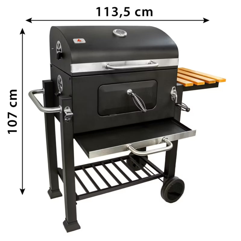 Kuglegrill Kulgrill 113,5x50 cm Sort med Støbejernsrist