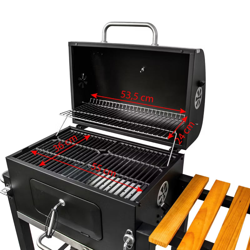 Kuglegrill Kulgrill 113,5x50 cm Sort med Støbejernsrist