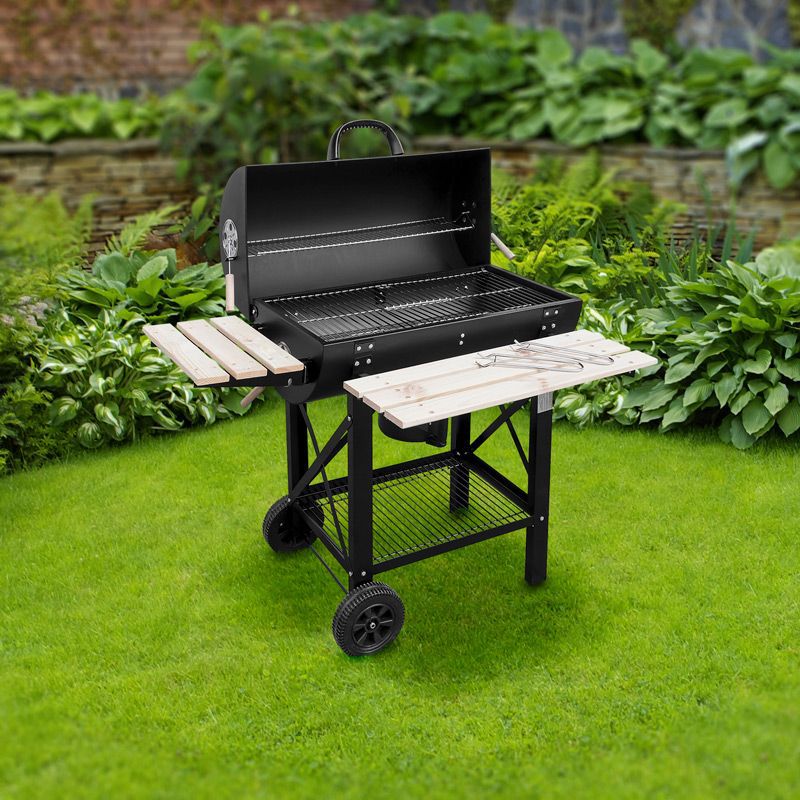 Kuglegrill Kulgrill 114x68 cm Sort med Låg