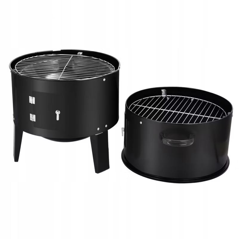 Kuglegrill 3-i-1 Røgeovn 40x75 cm Sort