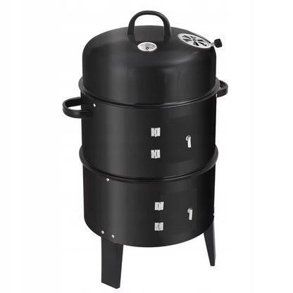 Kuglegrill 3-i-1 Røgeovn 40x75 cm Sort