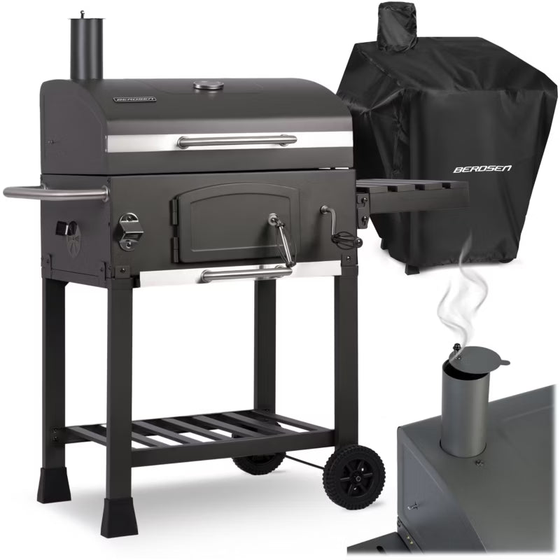 Kuglegrill 57x43 cm Sort med Overtræk
