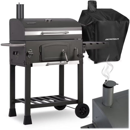 Kuglegrill 57x43 cm Sort med Overtræk