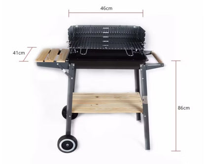 Kuglegrill Kulgrill 86x46 cm Sort med Hjul
