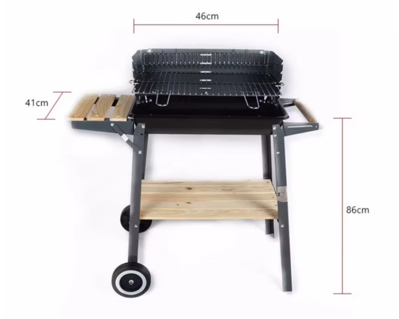 Kuglegrill Kulgrill 86x46 cm Sort med Hjul