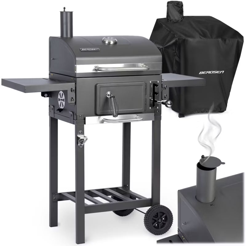 Kuglegrill BD-892 42x31,5 cm Antracit med Kamin og Overtræk