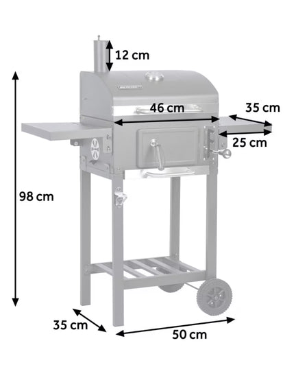 Kuglegrill BD-892 42x31,5 cm Antracit med Kamin og Overtræk