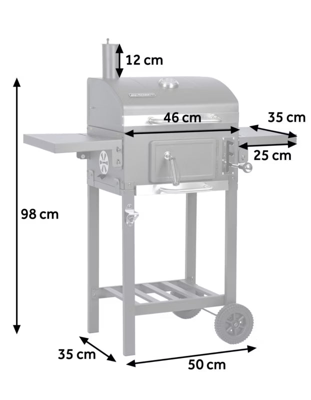 Kuglegrill BD-892 42x31,5 cm Antracit med Kamin og Overtræk