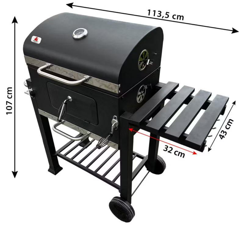 Kuglegrill Kulgrill 113,5x50x107 cm Sort med Låg