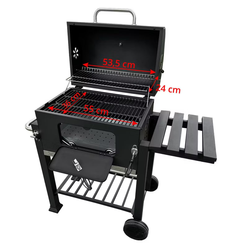 Kuglegrill Kulgrill 113,5x50x107 cm Sort med Låg