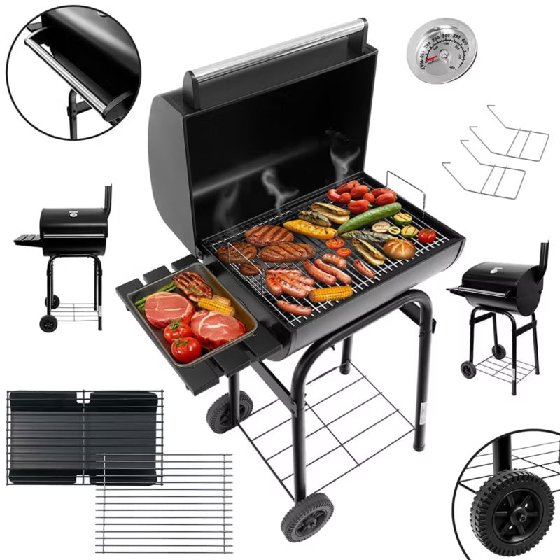 Kuglegrill 78x53x122 cm Sort Stål med Låg