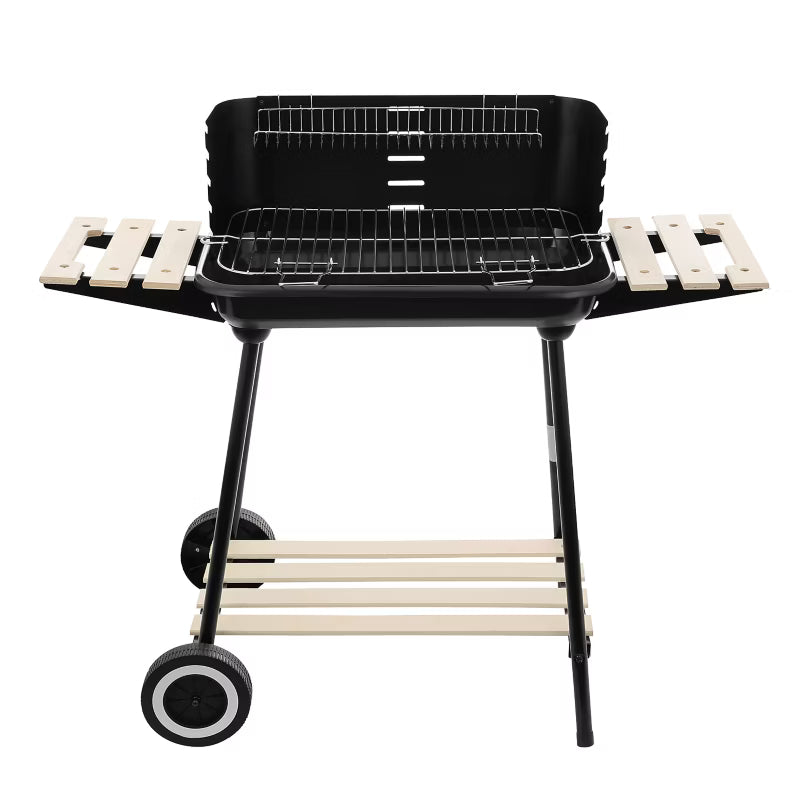 Kuglegrill Kulgrill 95x30x82 cm Sort med Hylder og Spyd