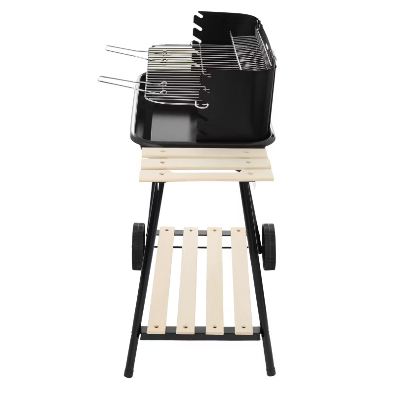 Kuglegrill Kulgrill 95x30x82 cm Sort med Hylder og Spyd