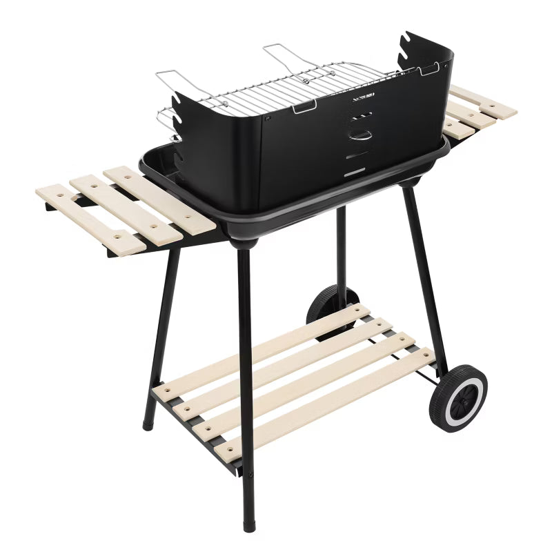 Kuglegrill Kulgrill 95x30x82 cm Sort med Hylder og Spyd