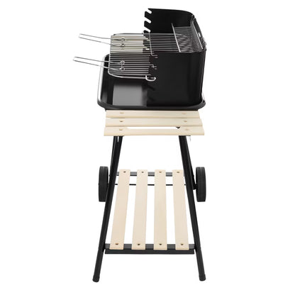 Kuglegrill Kulgrill 95x30x82 cm Sort med Hylder og Spyd