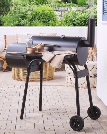 Kuglegrill Katla 110x66 cm Sort Stål med Rygeovn