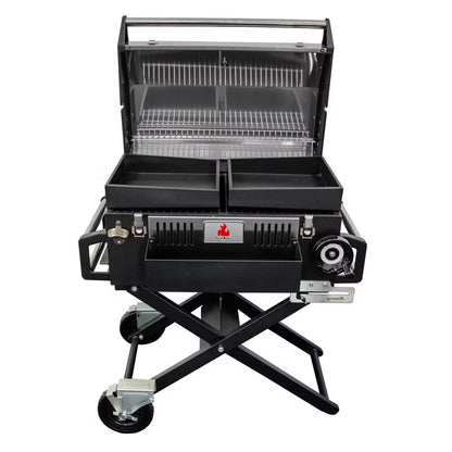 Kuglegrill LUX 139x57x100 cm Sort med Støbejernsrist