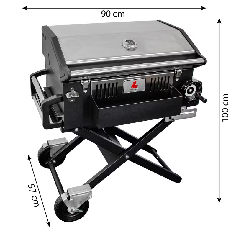 Kuglegrill LUX 139x57x100 cm Sort med Støbejernsrist