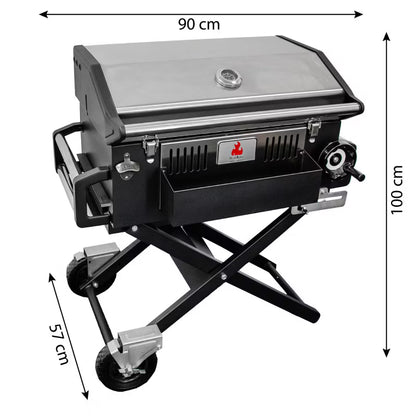 Kuglegrill LUX 139x57x100 cm Sort med Støbejernsrist