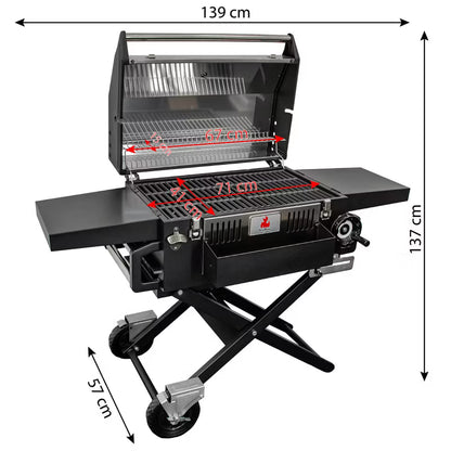 Kuglegrill LUX 139x57x100 cm Sort med Støbejernsrist