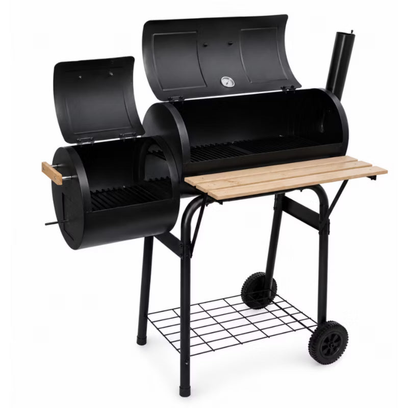 Kuglegrill med Røgeovn DE-WE05 102x62 cm Sort